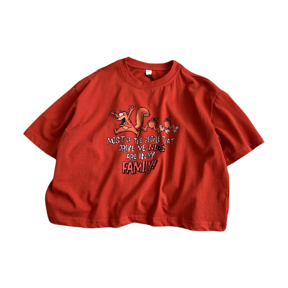 Loose and versatile T-shirt with digital printed top