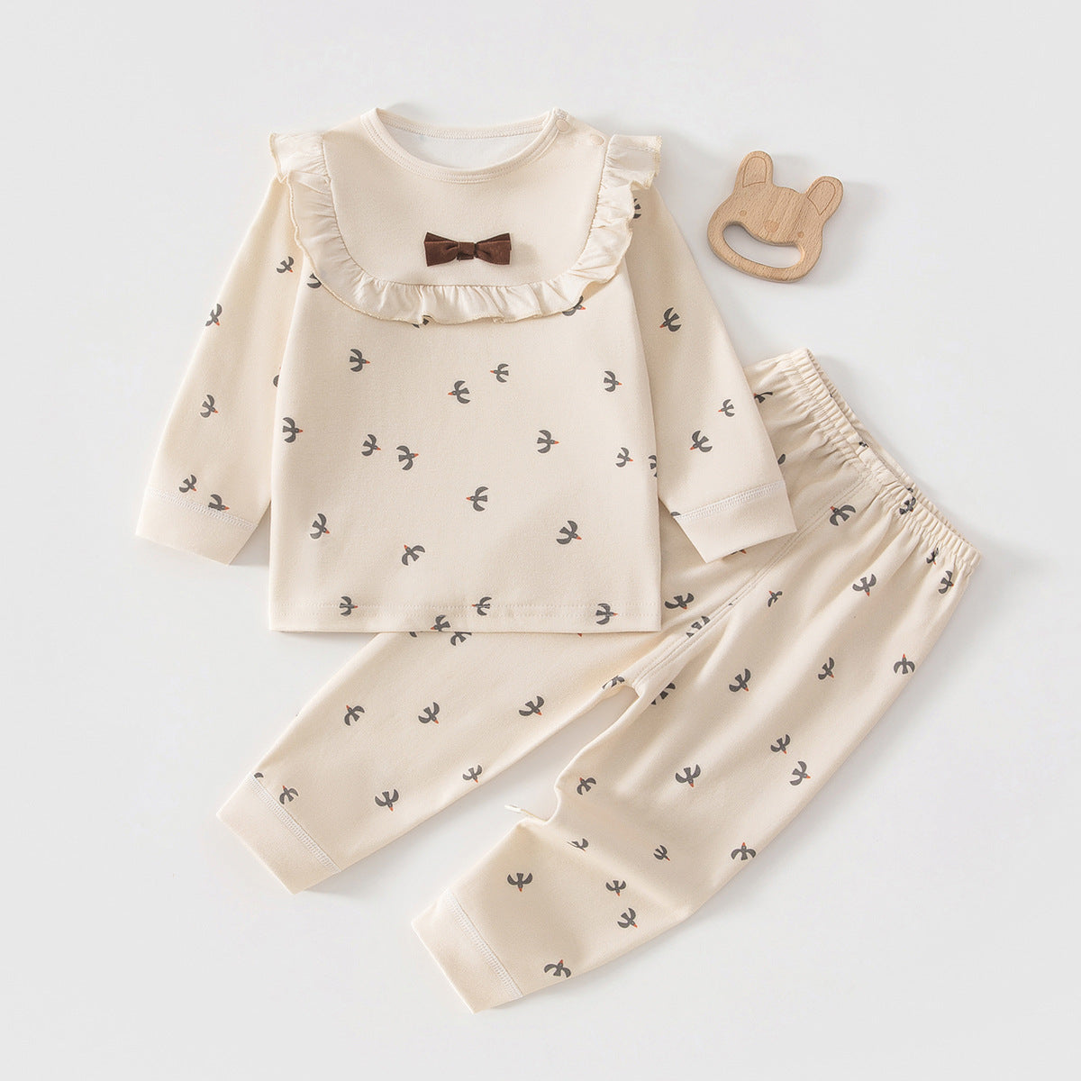 Cute Baby Girl Separated Outfit Set, Soft Cotton Long Sleeve Top and Pants
