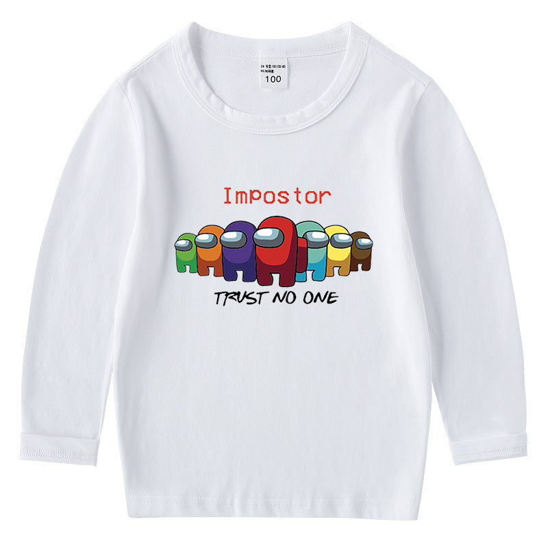 Children's cotton T-shirt with round neck and long sleeved base