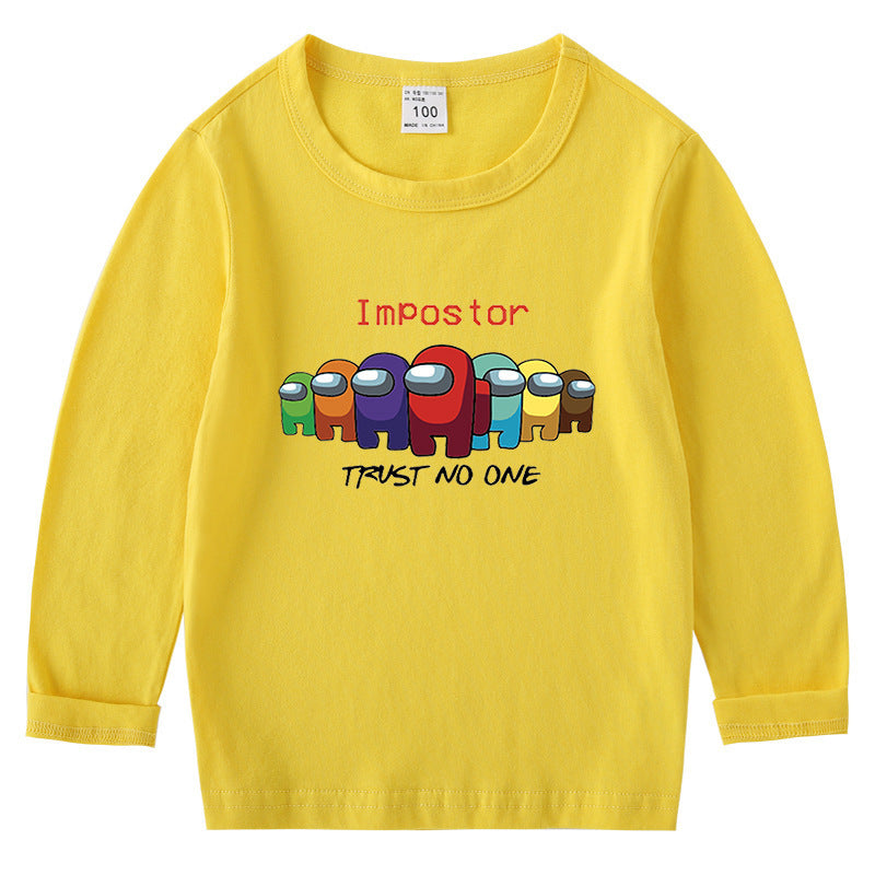 Children's cotton T-shirt with round neck and long sleeved base