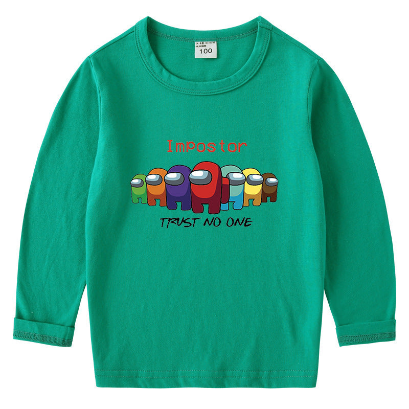 Children's cotton T-shirt with round neck and long sleeved base