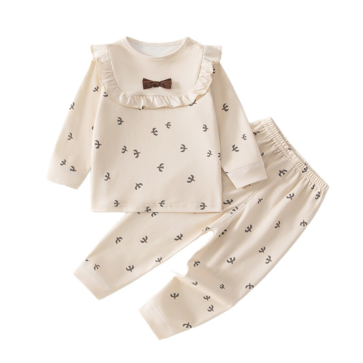 Cute Baby Girl Separated Outfit Set, Soft Cotton Long Sleeve Top and Pants