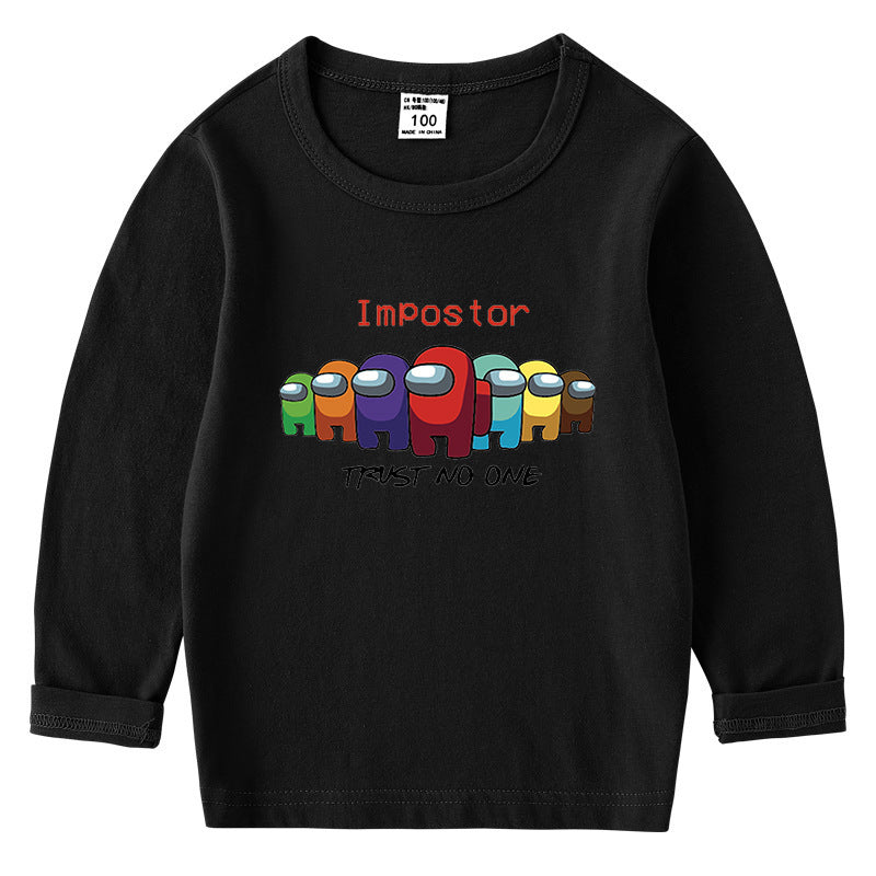 Children's cotton T-shirt with round neck and long sleeved base