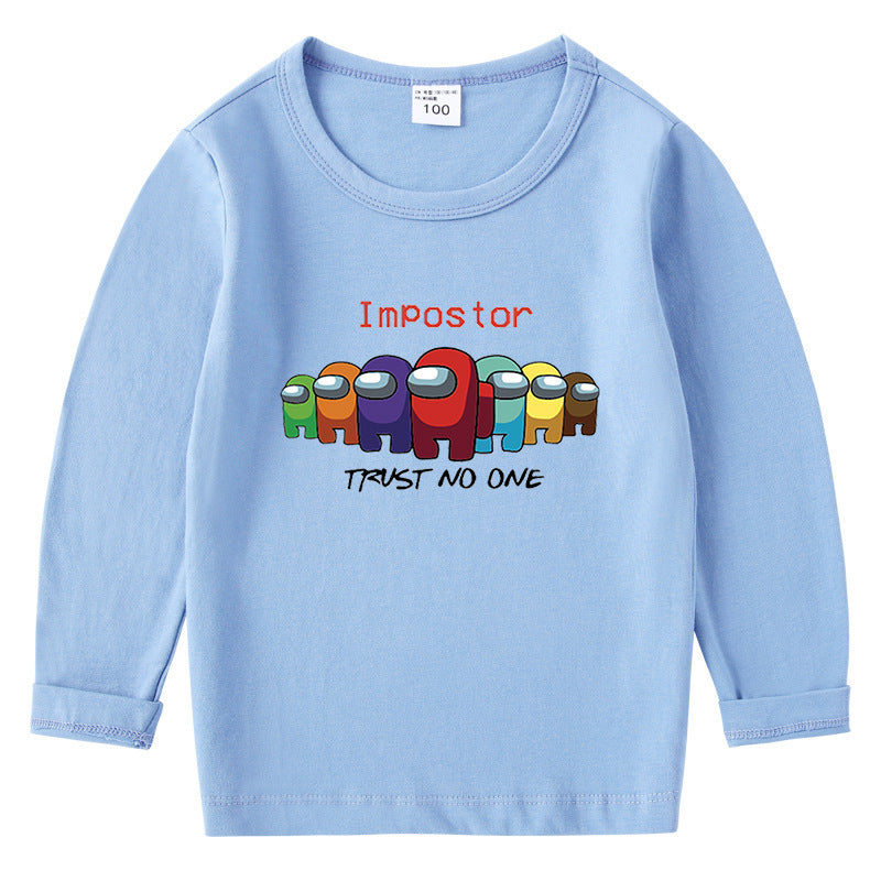 Children's cotton T-shirt with round neck and long sleeved base