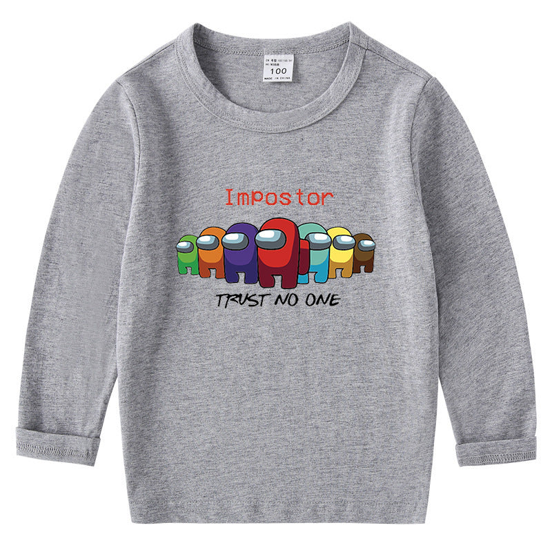 Children's cotton T-shirt with round neck and long sleeved base