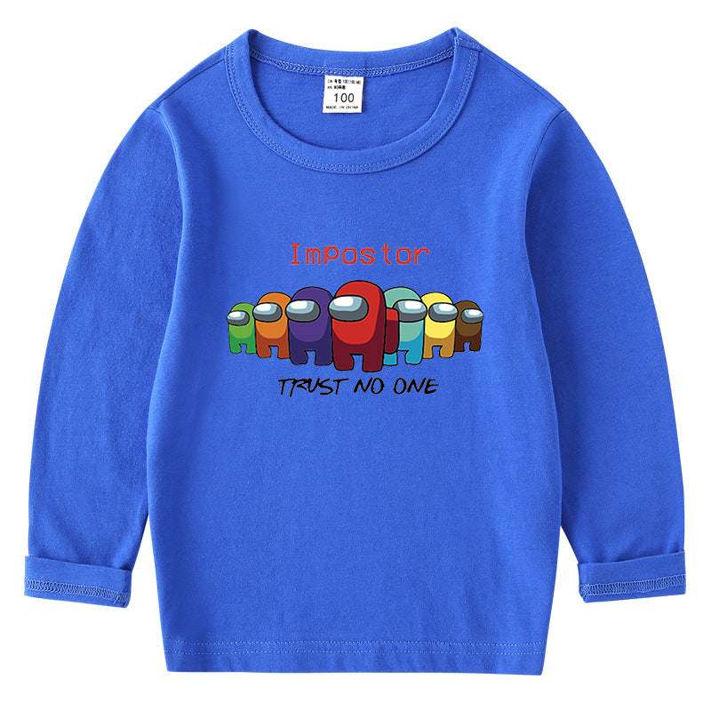 Children's cotton T-shirt with round neck and long sleeved base
