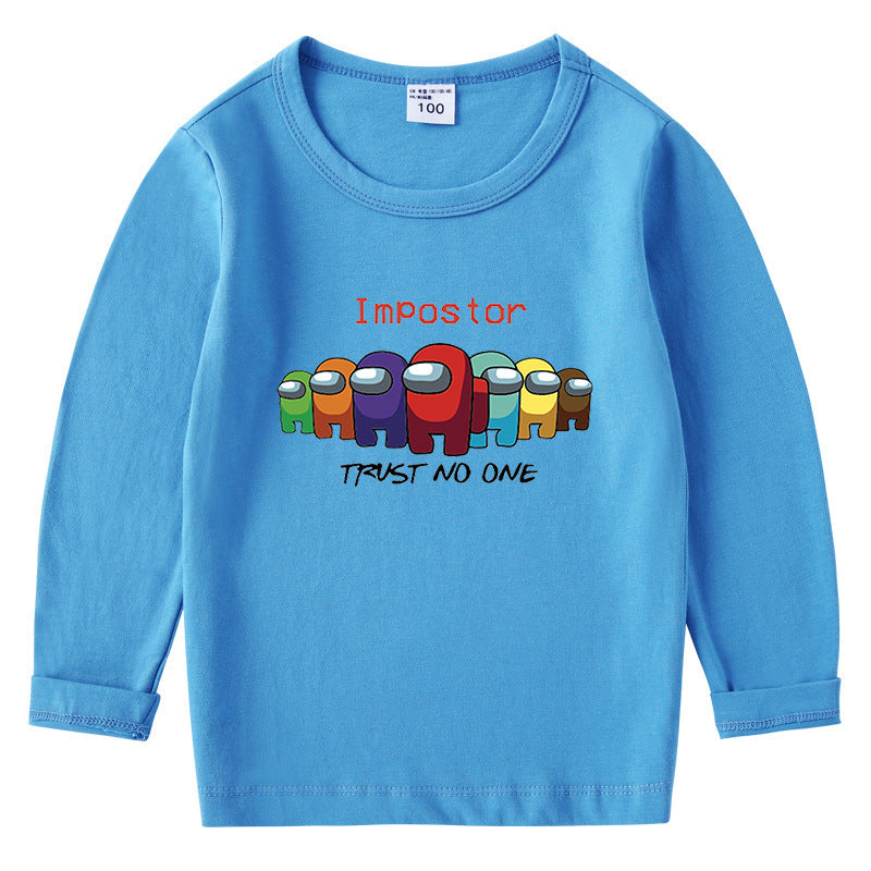Children's cotton T-shirt with round neck and long sleeved base