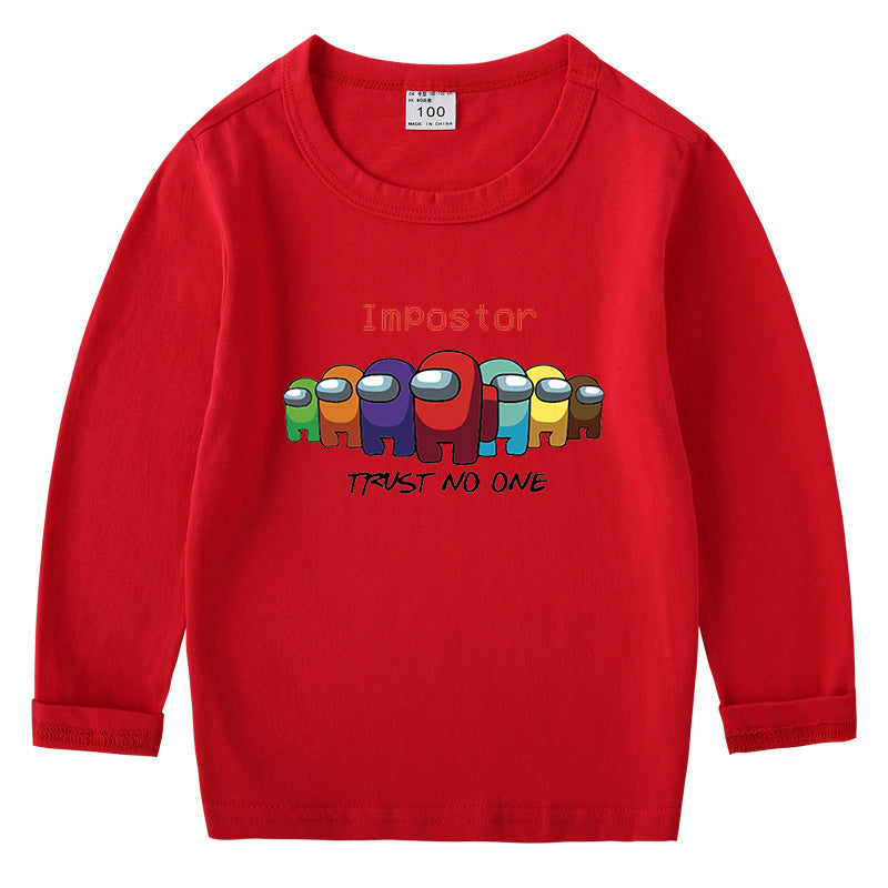 Children's cotton T-shirt with round neck and long sleeved base