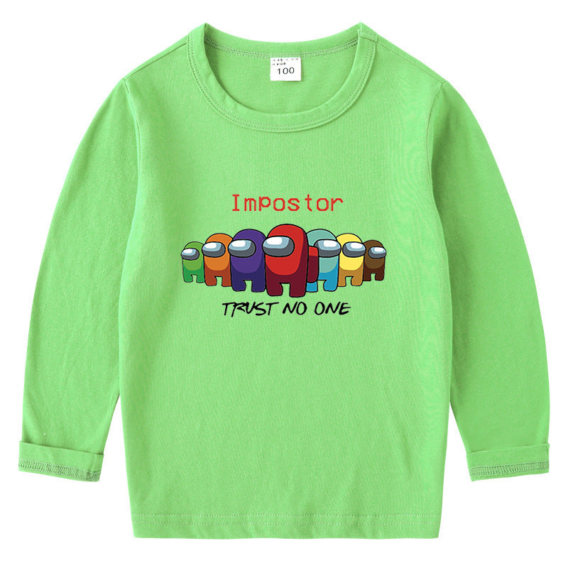 Children's cotton T-shirt with round neck and long sleeved base