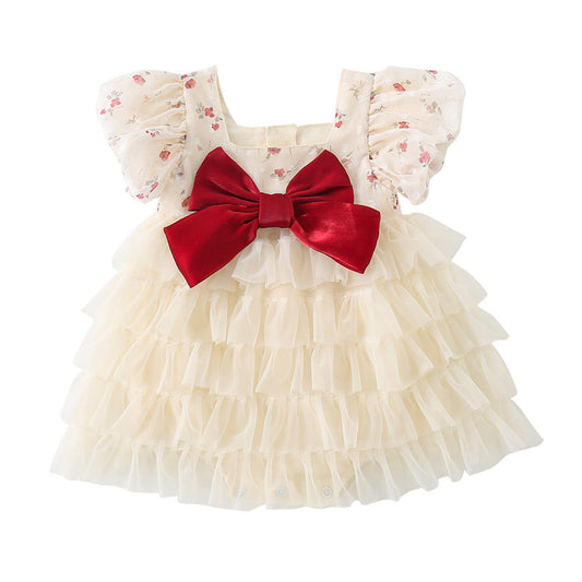 Newborn Baby Clothes, Design Large Bow Lace Romper